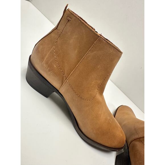 Lucky Brand Blandre Women 6 Shoes Brown Leather Pull Up Ankle Bootie Casual Zip - Picture 6 of 12